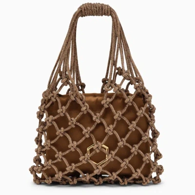 Hibourama Carrie Mini Bag With Light Topaz Crystals In Brown