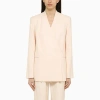 Loulou Studio Lahari Collarless Double-breasted Linen Blazer