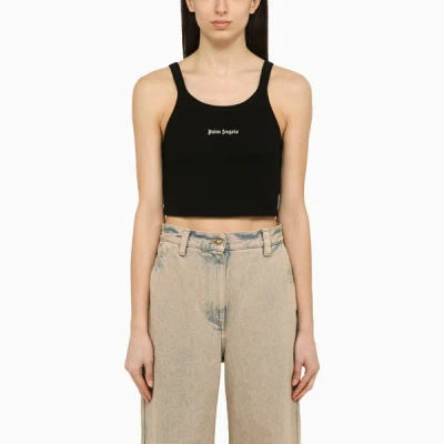 PALM ANGELS PALM ANGELS BLACK COTTON CROPPED TOP