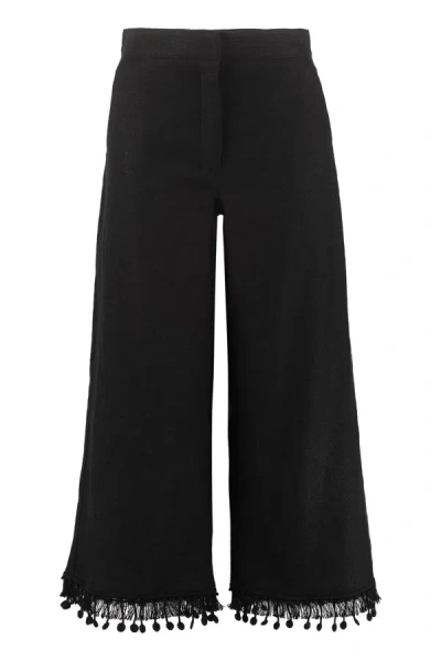 's Max Mara Fiaba Linen And Cotton Trousers In Black