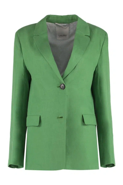 's Max Mara Woman Blazer Green Size 10 Linen