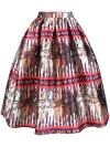 Alessandro Enriquez Horse Print Long Flared Skirt In Multicolour