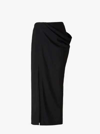 ALEXANDER MCQUEEN ALEXANDER MCQUEEN GATHERED WOOL SKIRT