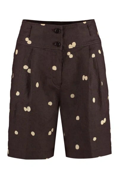 Aspesi Polka-dot Cotton Bermuda-shorts In Brown
