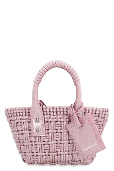 Balenciaga Xxs Bistro Basket Bag In Sweet Pink & White