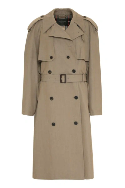 Balenciaga Cotton Trench Coat In Beige