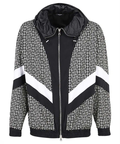 Balmain Hooded Windbreaker In Multicolor