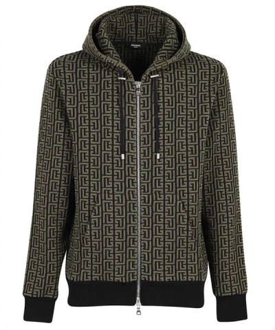 Balmain Knitted Full-zip Sweatshirt In Black