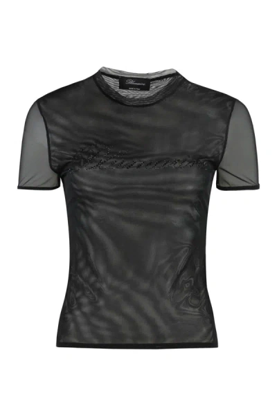 Blumarine Tulle T-shirt In Black