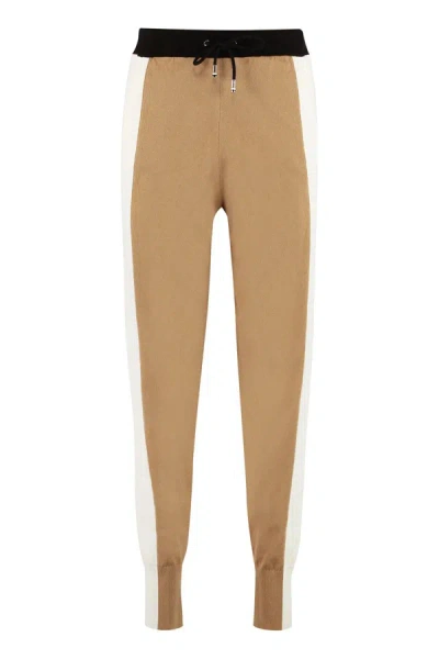 Hugo Boss Knitted Joggers Pants In Camel