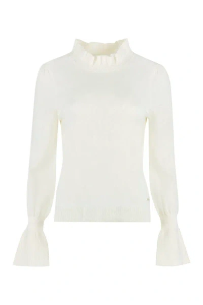 Hugo Boss Ribbed Cashmere And Wool Jumper In Ivory