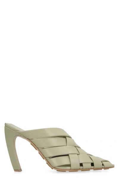 Bottega Veneta Alfie Pointed Woven Napa Leather Mules In Green