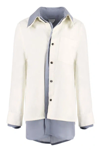 Bottega Veneta Layered Button-front Cotton Shirt In White