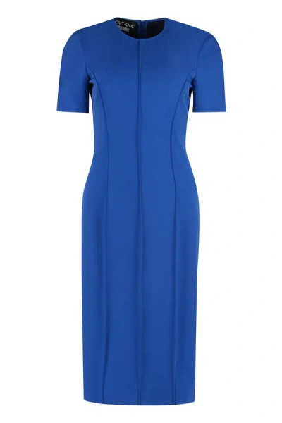 Boutique Moschino Midi Dress With Flared Hem In Blue