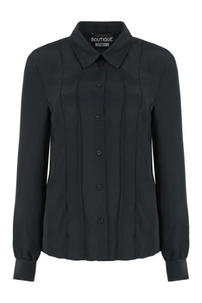 Boutique Moschino Stripeline Buttoned Long Sleeve Shirt In Black