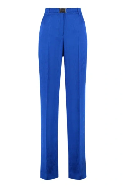 Boutique Moschino High Waist Satin Trousers In Blue