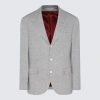 BRUNELLO CUCINELLI BRUNELLO CUCINELLI GREY MELANGE WOOL AND SILK BLEND BLAZER