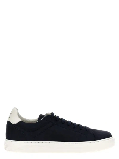 Brunello Cucinelli Leather Sneakers In Blue