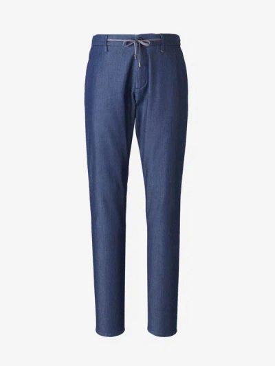 Canali Cotton Denim Pants In Denim Blue