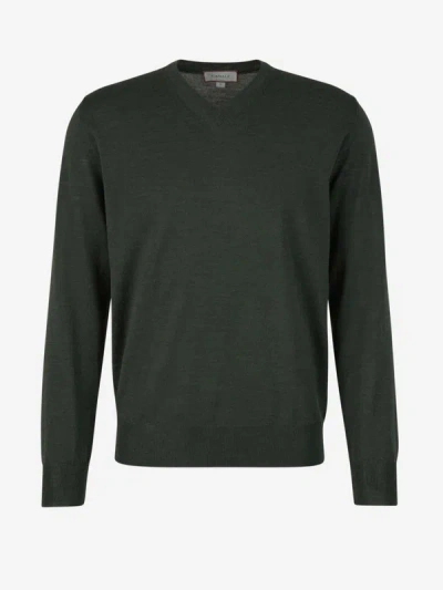 Canali Extra Fine Wool Sweater In Dark Green
