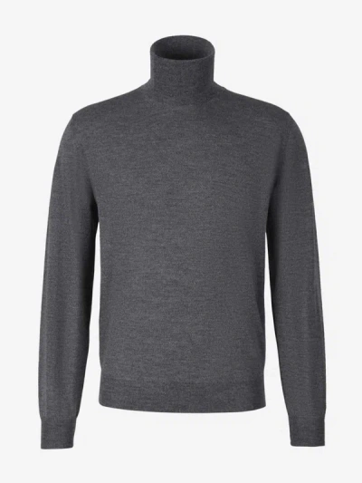 Canali Roll Neck Sweater In Marbled Stone Grey