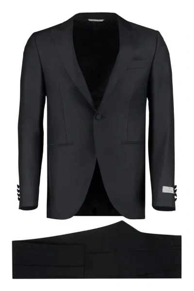 Canali Two-piece Wool Suit In Black