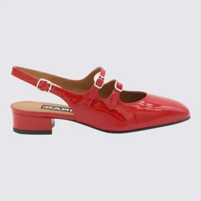Carel Paris Red Leather Slingback Mary Janes Pumps