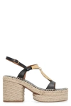 Chloé Pema Espadrille Sandal Gold Size 2 100% Bovine Leather In Black