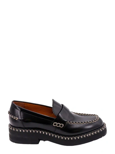 Chloé Noua Whipstitch Leather Loafers In Black