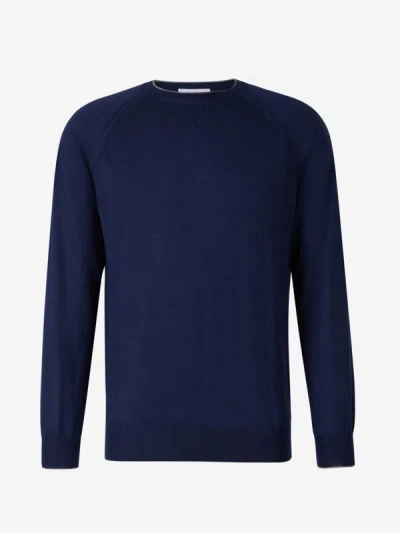 Cruciani Cashmere And Silk Sweater In Navy Blue