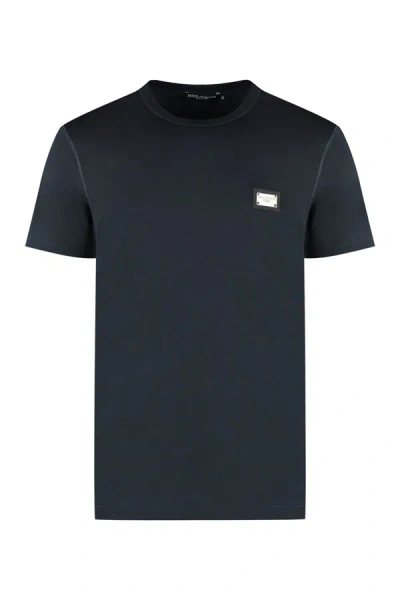 Dolce & Gabbana Cotton Crew-neck T-shirt In Blue