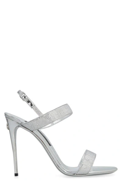 Dolce & Gabbana Crystal Metallic Slingback Stiletto Sandals