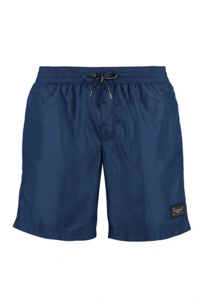 Dolce & Gabbana Logo Print Swim Shorts In Blue