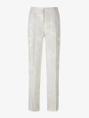 Dries Van Noten Pulley Silk Jacquard Pants In White