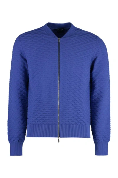 Drumohr Cotton Crew-neck Sweater In Blue