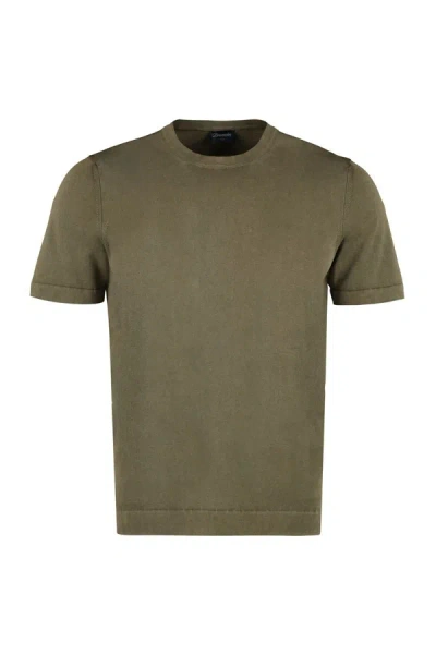 Drumohr Cotton Crew-neck T-shirt In Green