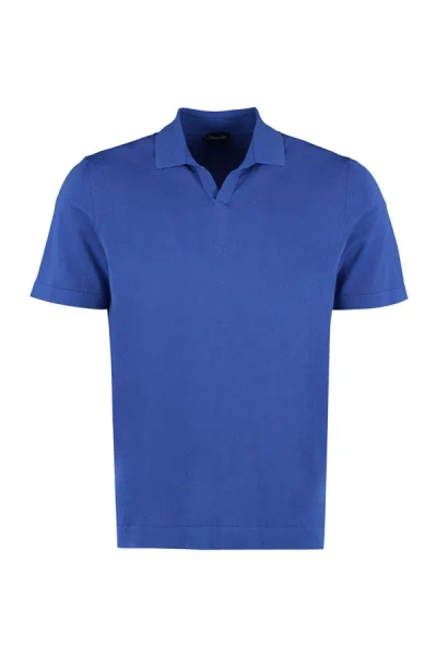 Drumohr Cotton Polo Shirt In Blue