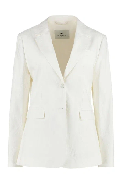 Etro Single-breasted Two-button Jacket In White