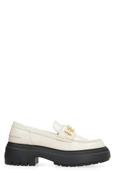 Fendi Graphy Leather Loafer In Blanc