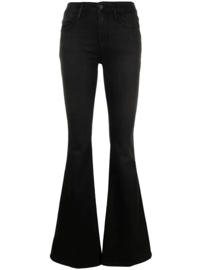 Frame Mid-rise Flared Jeans In Black