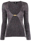 Gcds Long Multicolor Cardigan With Logo Clip In Lurex Woman In Grey