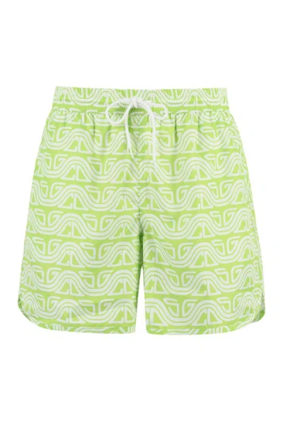 Gcds Printed Swim Shorts In Green