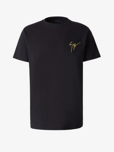 Giuseppe Zanotti Embroidered Logo T-shirt In Negre