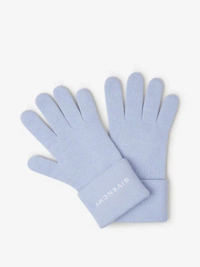 Givenchy Wool Knitted Gloves In Sky Blue