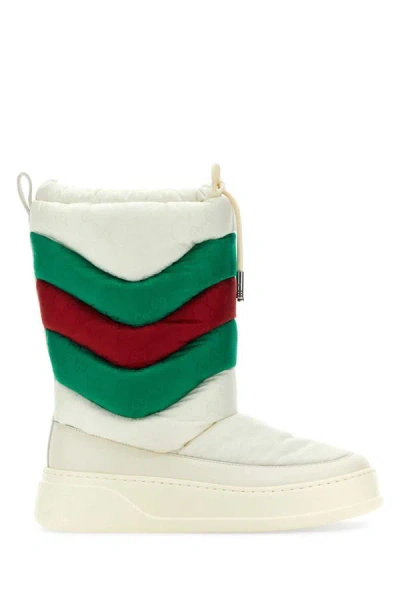 Gucci Gg Chevron Boots In White