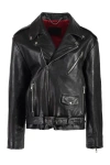 Gucci Oversize Biker Leather Jacket In Black