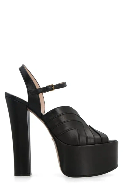 Gucci Open-toe Platform-sole Sandals In Black