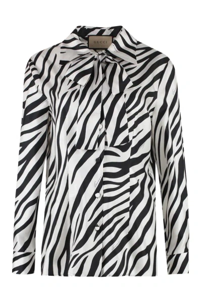 Gucci Printed Silk Shirt In Animalier