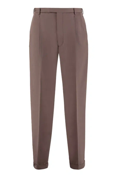 Gucci Wool Tailored Trousers In Brown