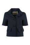 Herno Single-breasted Cotton Blazer In Blue